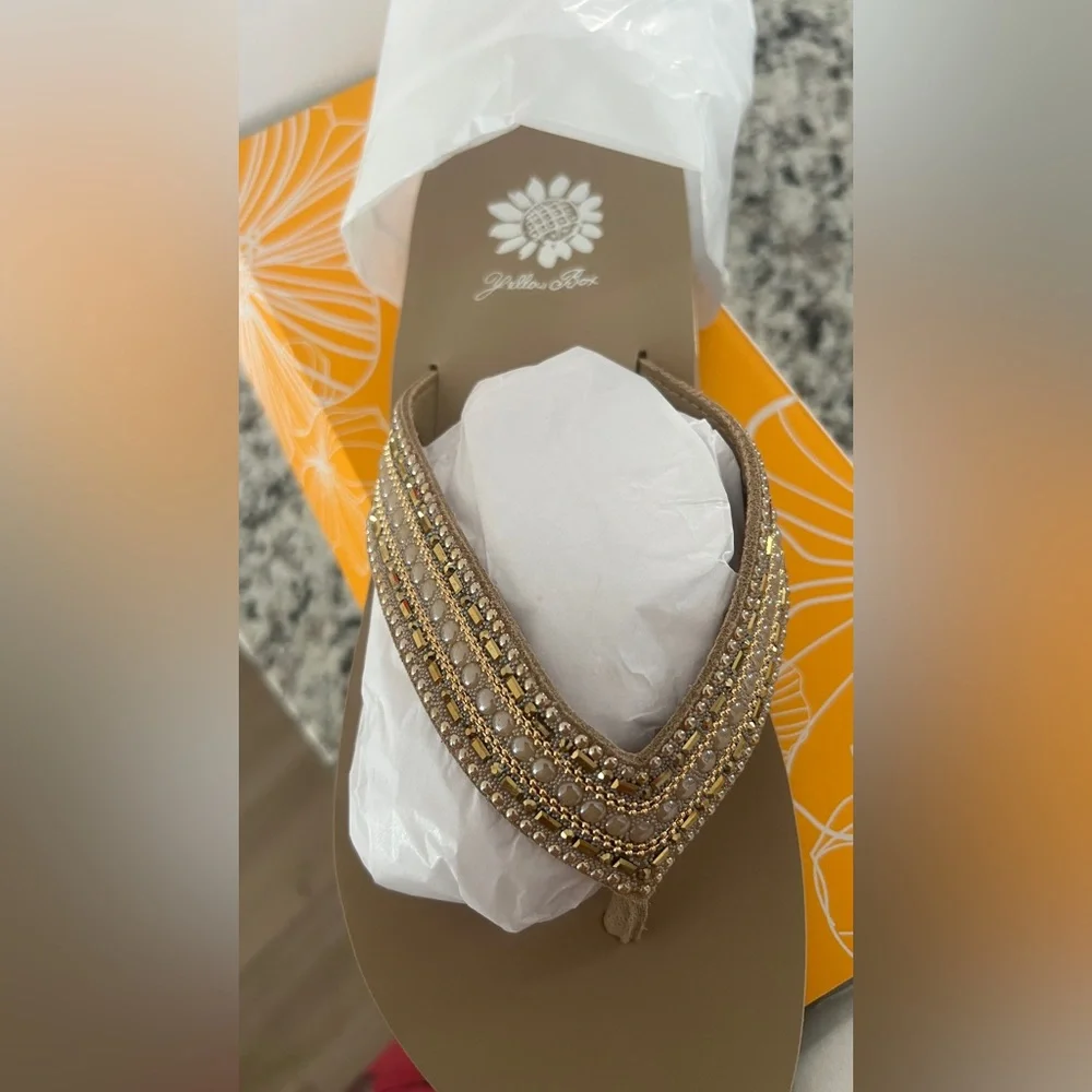 Yellow Box Latest Elegant Tan Rhinestone Women's Sandals - Picture 5 of 5